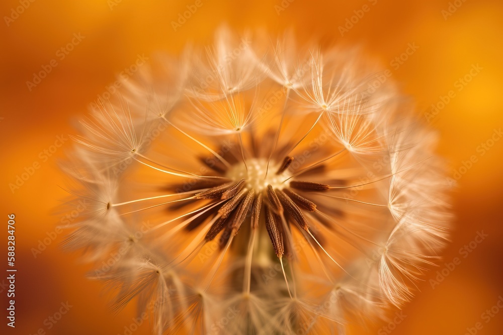  a close up of a dandelion with a blurry background of the dandelion in the foreground is a blurry image of the dandelion.  generative ai