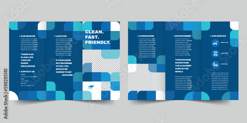 Car Wash trifold brochure template. A clean, modern, and high-quality design tri fold brochure vector design. Editable and customize template brochure
