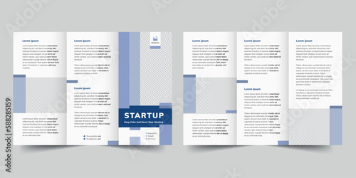 Startup  trifold brochure template. A clean, modern, and high-quality design tri fold brochure vector design. Editable and customize template brochure