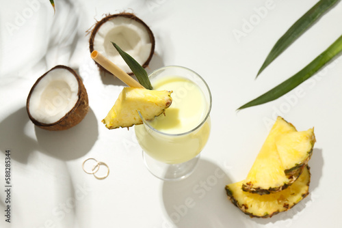 Fresh summer cocktail - Pina colada, fresh summer drink concept