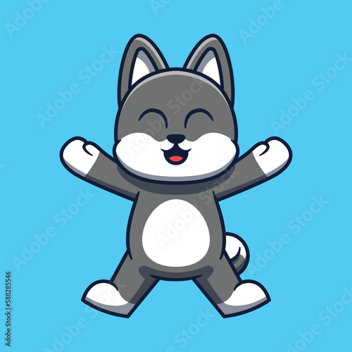 Cute dog character jumping vector cartoon illustration © Supercutecandy