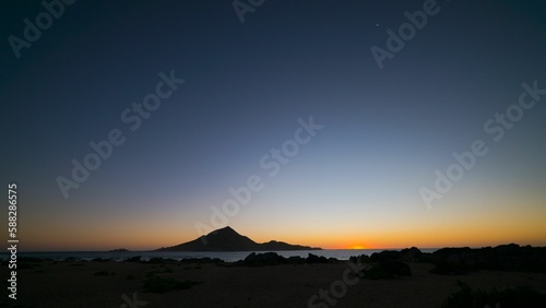 Pan de Azucar national park mount skyline captured against the sunset sky