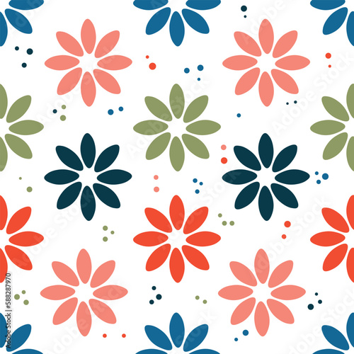 Summer bright seamless pattern with abstract flowers