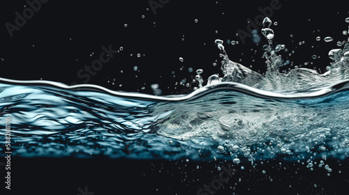 Splash of water on a dark background, generative AI.