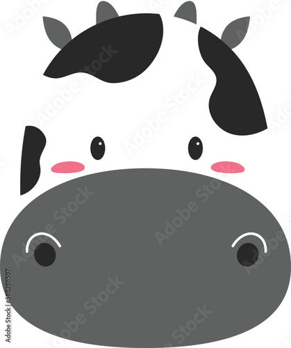 Cow Cartoon Face Illustration