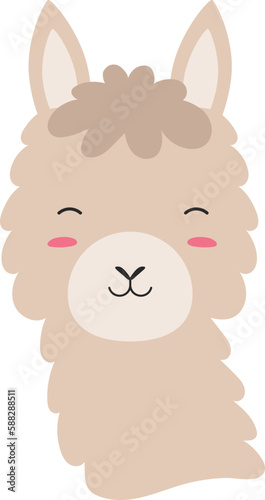 Alpaka Lama Cartoon Face Illustration