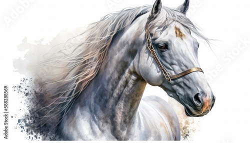 The white horse's serene elegance, generative ai