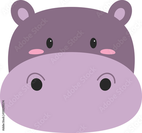 Hippopotamus Cartoon Face Illustration