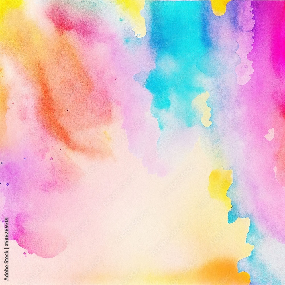 Watercolor background, multicolor watercolor texture, pink and blue, yellow and purple, colorful background