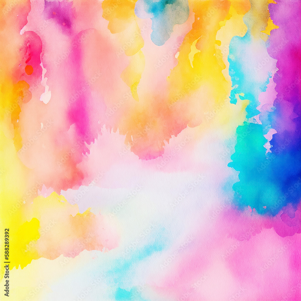 Abstract watercolor background, multicolor watercolor background, pink, blue, yellow, colorful texture, watercolor texture
