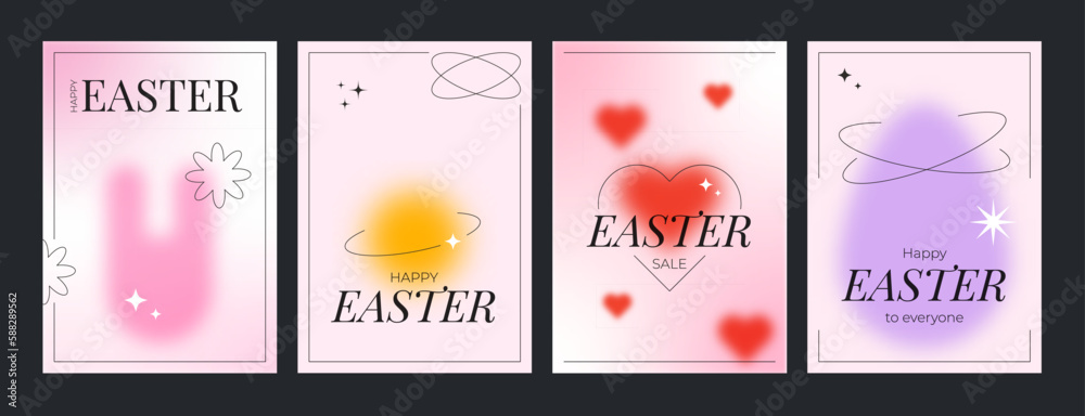 Easter blured shapes cards