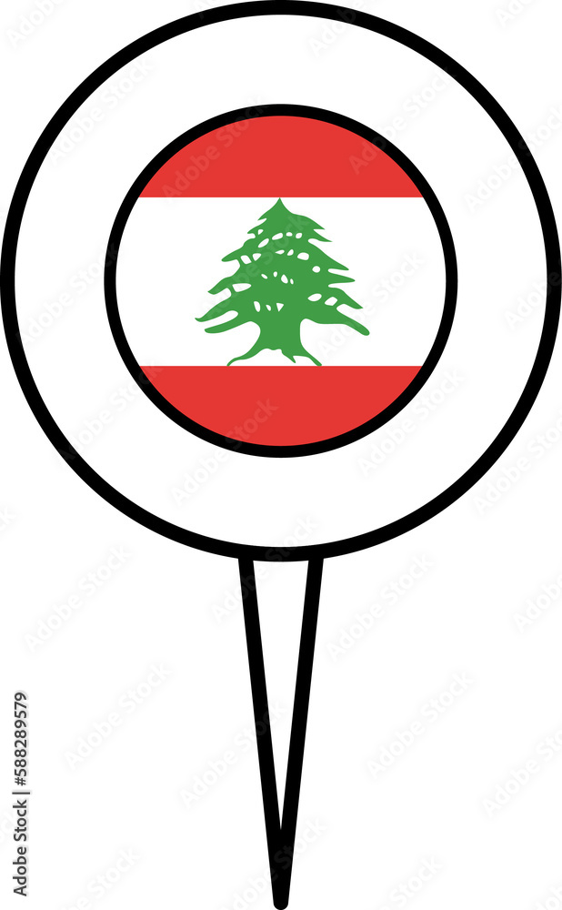 Lebanon flag pin location icon. Lebanon flag pin location icon.