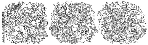 Australia cartoon vector doodle designs set.