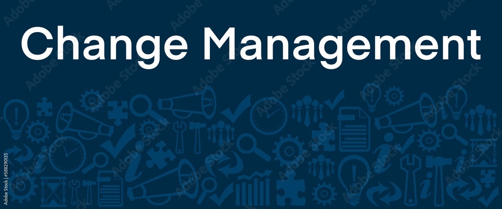 Change Management Blue Business Symbols Texture Bottom Text Change Management Blue Business Symbols Texture Bottom Text
