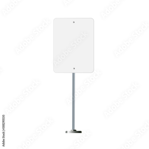 Road, traffic signs. Highway signboard on metal pole. Blank white board with place for text. Directional signage and wayfinder. information sign vector mockup.