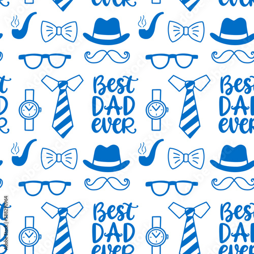 Retro Fathers Day seamless pattern Vintage Hipster