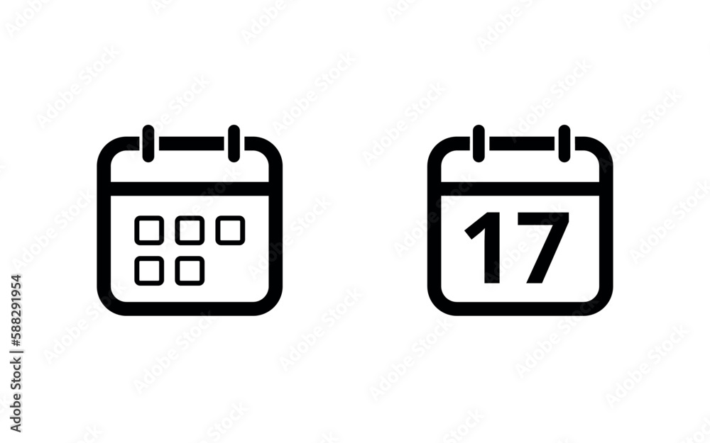 Hollow out calendar icons isolated on white background. Calendar icon with specific day. Day 17 marked on the calendar. Hollow out calendar icons isolated on white background. Calendar icon with specific day. Day 17 marked on the calendar.