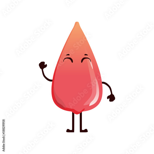 Red blood cute character, kawaii mascot vector illustration in trendy style. Editable graphic resources for many purposes. 