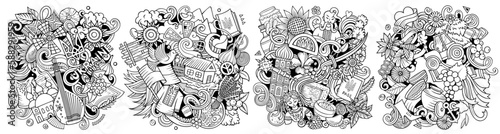 Ukraine cartoon vector doodle designs set.