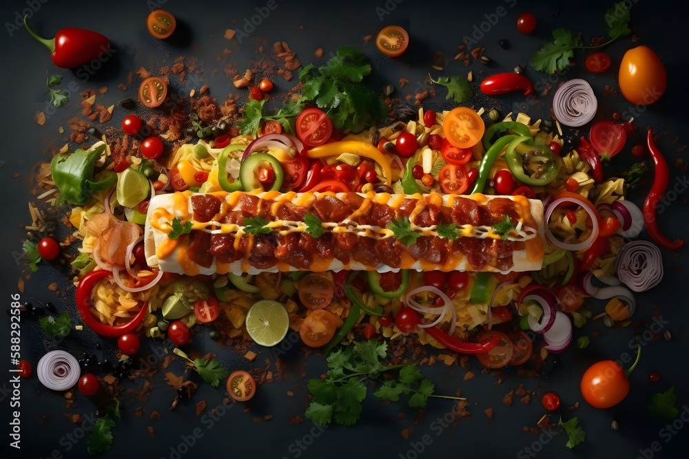 A Delicious Kebab with Fresh Vegetables and Grilled Meat. Generative AI A Delicious Kebab with Fresh Vegetables and Grilled Meat. Generative AI