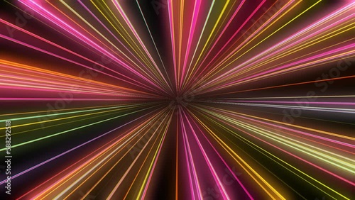neon light speed line background loop Animation Digital Technology Stream, colorful motion abstract in Dark Backdrop