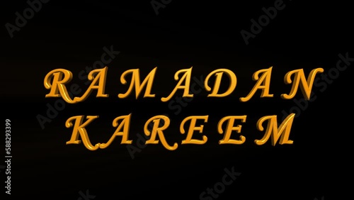 Ramdan kareem Animated Text Wish with gold light ray, holy islam month worship all day the celebration of Muslim community. isolated on black background