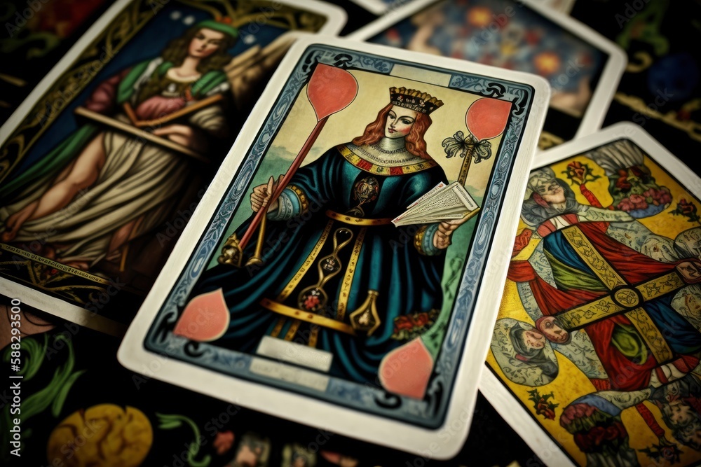 Set of tarot cards. Divination and fortune telling. Generative ai