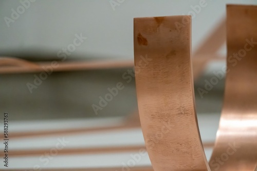 Closeup shot of modern copper art design