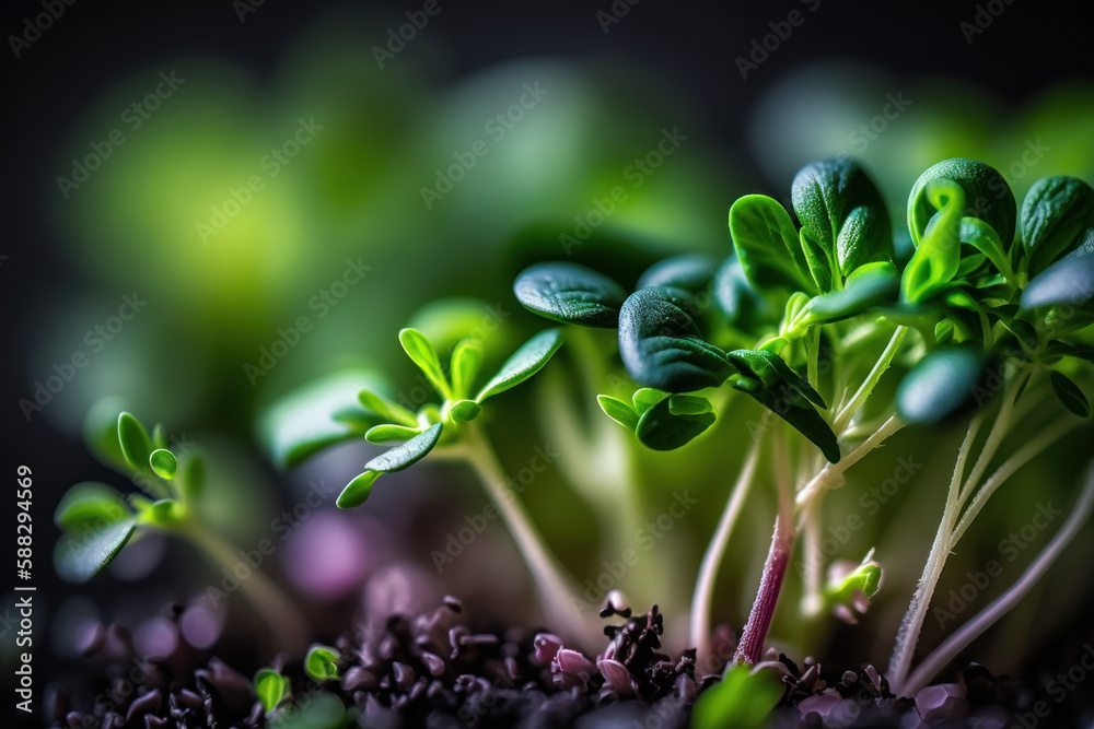 Obraz premium raw healthy food sprout microgreens Generative AI