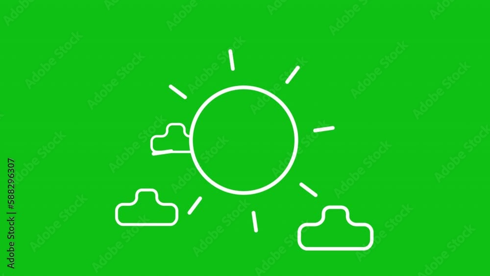 Cloudy sky white line icon animation. Sun and floating clouds. Weather forecast. Summertime. Daytime. Loop HD video with chroma key, alpha channel on transparent background, black solid background Cloudy sky white line icon animation. Sun and floating clouds. Weather forecast. Summertime. Daytime. Loop HD video with chroma key, alpha channel on transparent background, black solid background