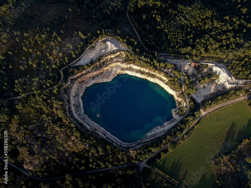 Aerial view of Cartelle quarry in Teixugueira Village, Ourense, Spain. photo