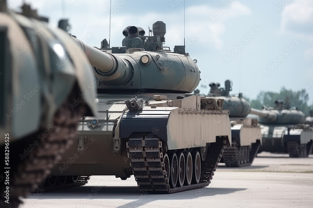 Fototapeta premium tank invazion, heavy armored.vehicles weapon war Generative AI