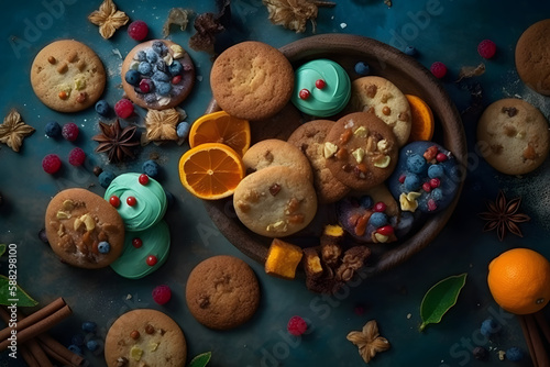 Delicious winter cookies as a delicious snack on a cold day. Generative AI