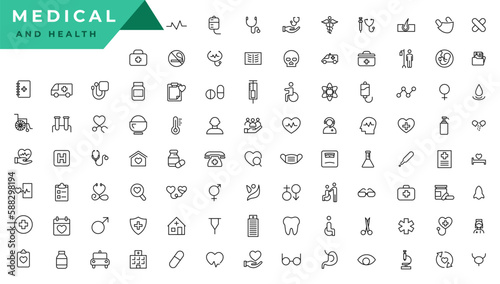Medecine and Health flat icons. Collection health care medical sign icons.Medical Vector Icons Set.
