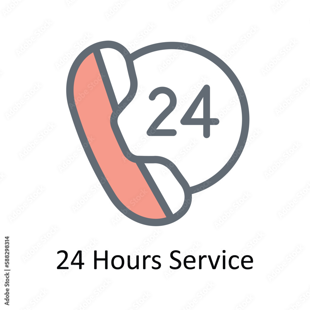 24 Hours Service Vector Fill outline Icons. Simple stock illustration stock 24 Hours Service Vector Fill outline Icons. Simple stock illustration stock