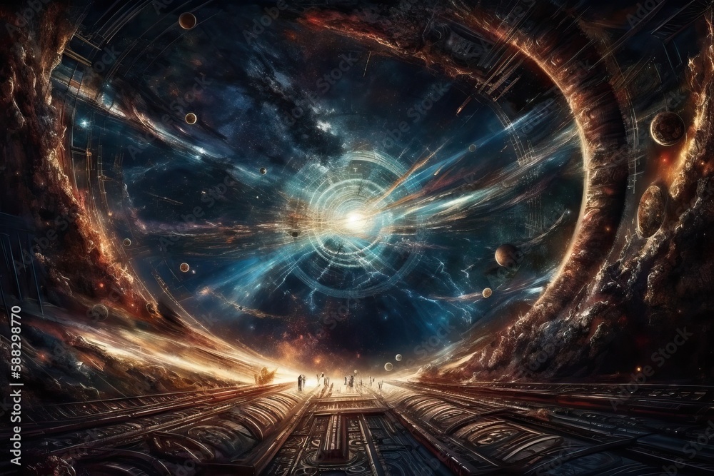 Intergalactic space station, passengers and tourist flight into space, generative ai. Intergalactic space station, passengers and tourist flight into space, generative ai.
