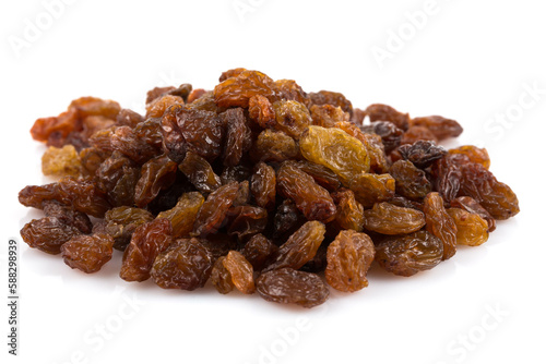 Sweet raisins on white