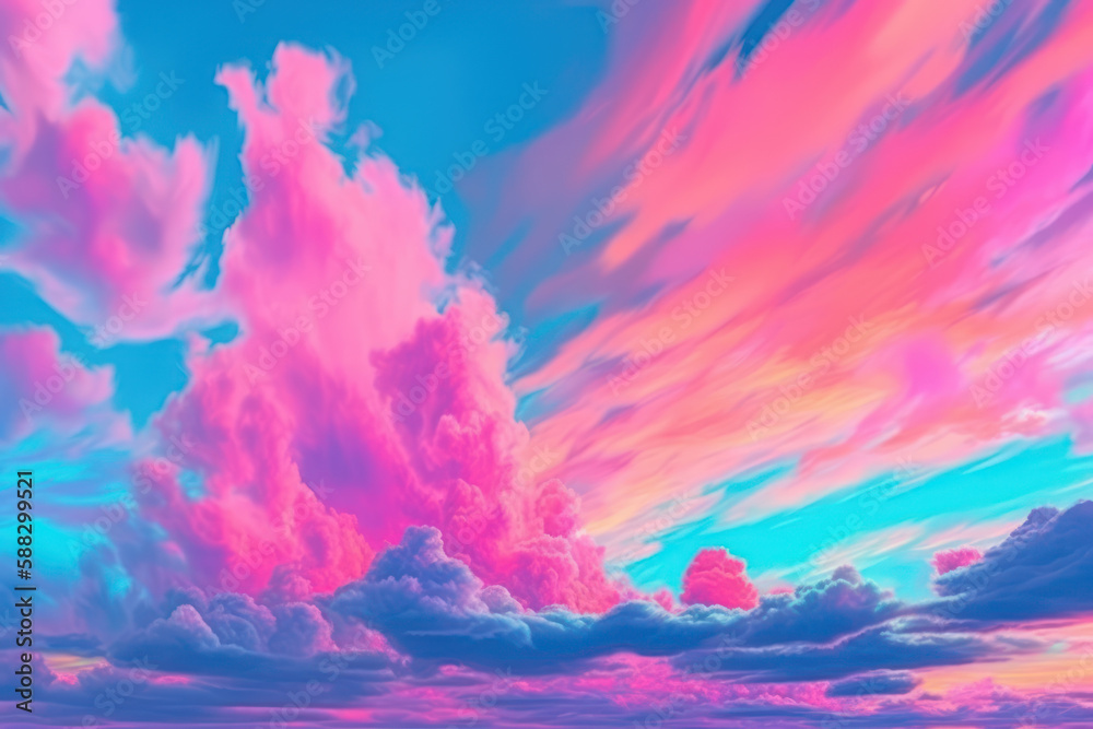 colorful watercolor sunset sky Generative AI