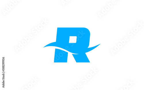 R Logo with wave letter concept for template 