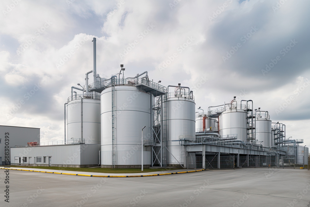 modern petrochemical plant with reactors and converters under heavy sky with copyspace modern petrochemical plant with reactors and converters under heavy sky with copyspace
