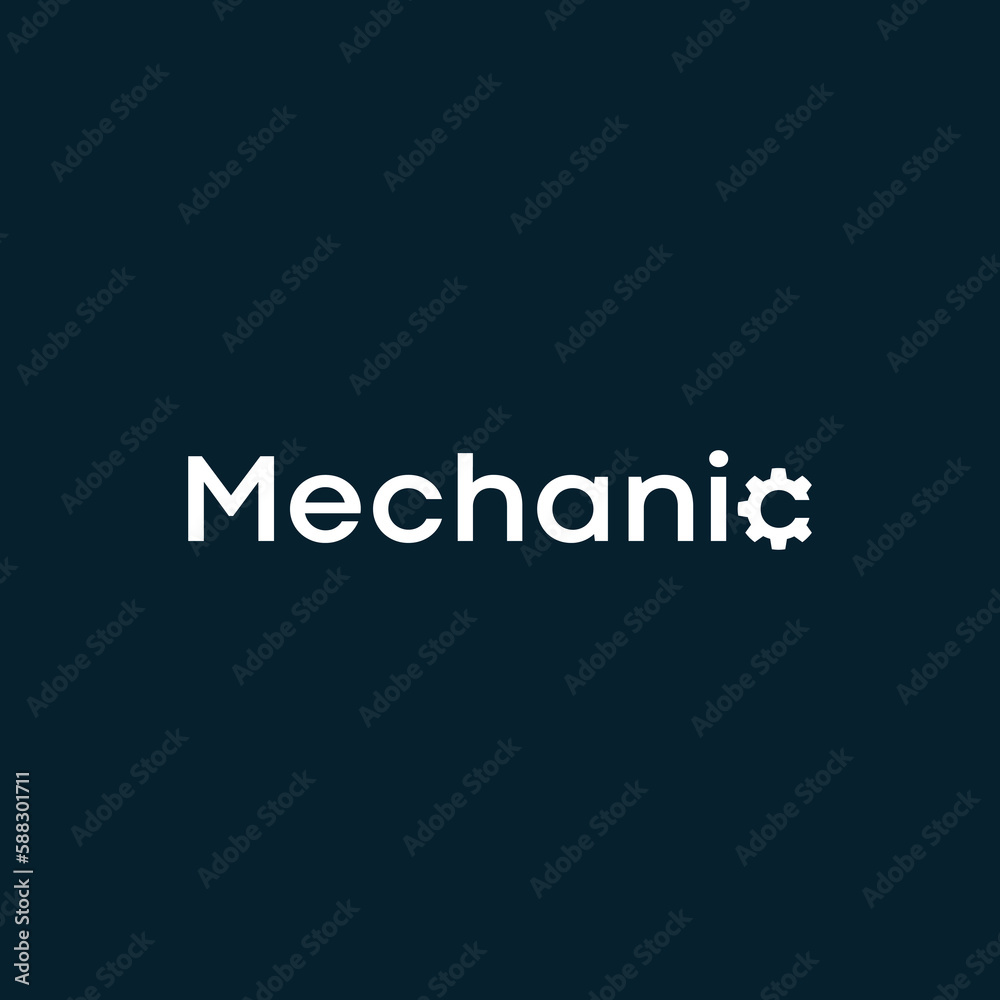 Mechanic  logo with logotype and wordmark design concept in the letter C