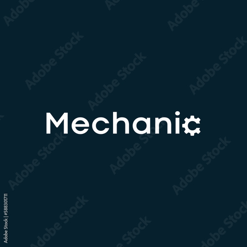 Mechanic  logo with logotype and wordmark design concept in the letter C