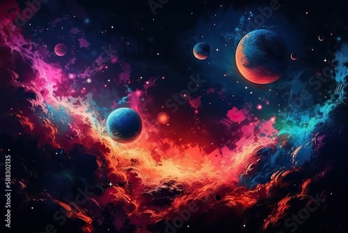 Space landscape with stars and planets  beauty of open deep space.