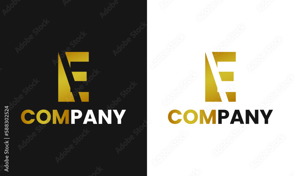 Obraz premium Golden Luxury E Letter Logo