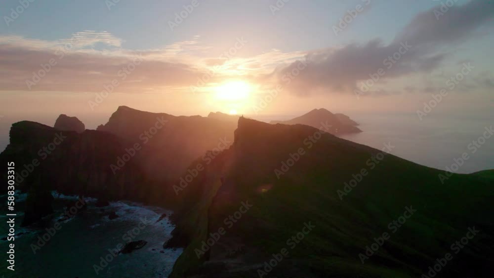 Aerial ascent of Madieran coastal mountains, Portugal Aerial ascent of Madieran coastal mountains, Portugal