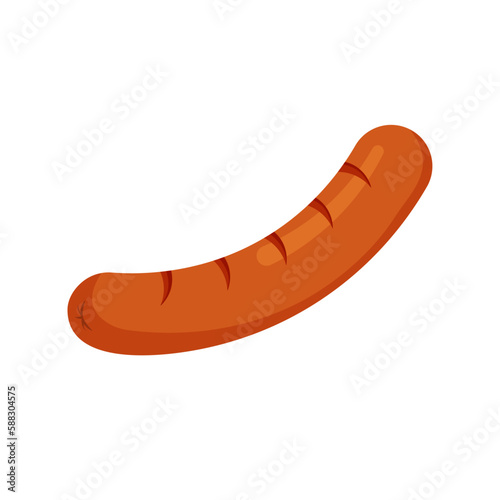 Grilled sausage. Bbq. Design elemen. Vector illustration in trendy flat style isolated on white background.	