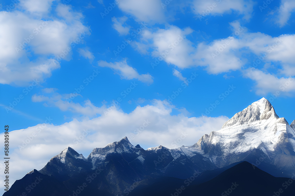 Fototapeta premium Mountains With Blue Sky Background