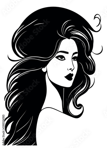woman with long hair silhouette 