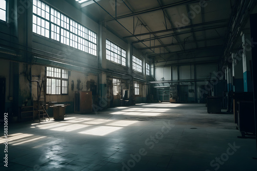 Abandoned Factory Room. Generative AI  © PIRMYN