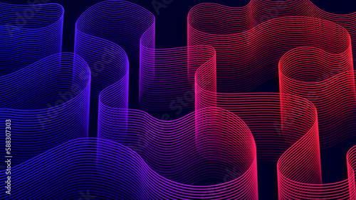 4k video neon style 3d wave line animation background in gradient colour. Concept internet technology or security.